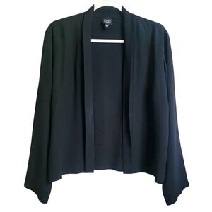 Eileen Fisher Black 100% Silk Open Front Long Sleeves Cardigan Medium‎